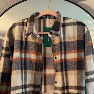 SHEIN Multicolor Plaid Cropped Shirt